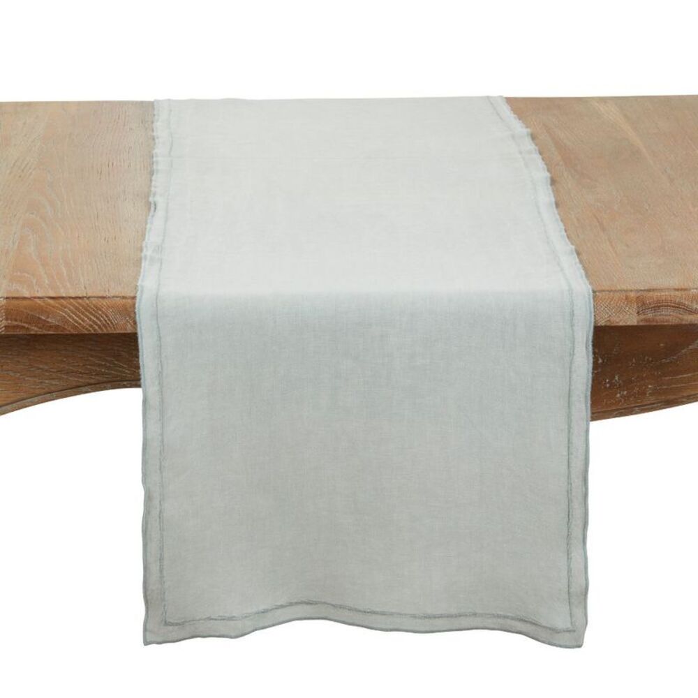 Saro Lifestyle Stonewashed Overlock Edge Table Runner 16"x72" Blue